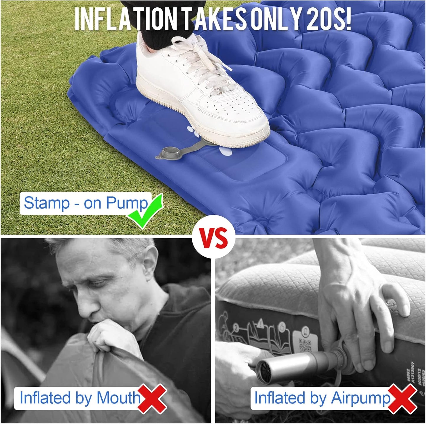 Ultralight Inflatable Sleeping Pad – Built-in Pump, Compact & Lightweight Air Mattress for Camping, Hiking, with Carry Bag & Repair Kit 🛏️